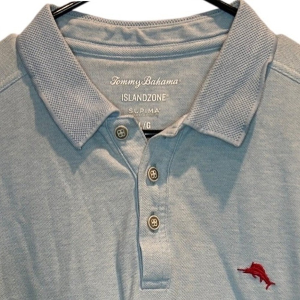 Tommy Bahama IslandZone Supima Cotton Polo Shirt Light Blue Men's Large Marlin